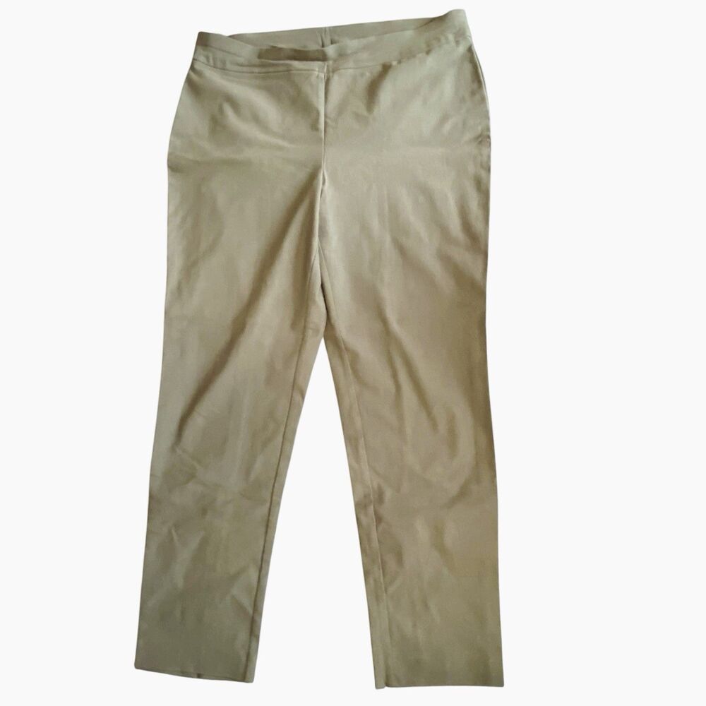 Chico’s So Slimming Brigitte Back-Slit Slim Ankle Pants Olive Green Sz 2P/US 12P